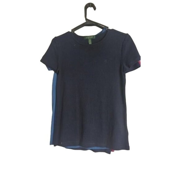 Ralph Lauren Petite Navy Short Sleeve Top Small PS Petite Small - Picture 1 of 2